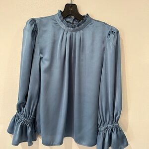 1.State Pewter Blue Long Sleeve Blouse